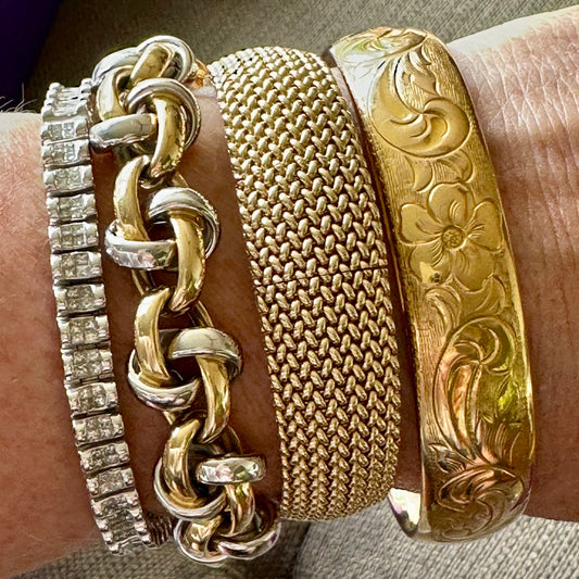18k Italian Two-Tone Diamond Link Bracelet