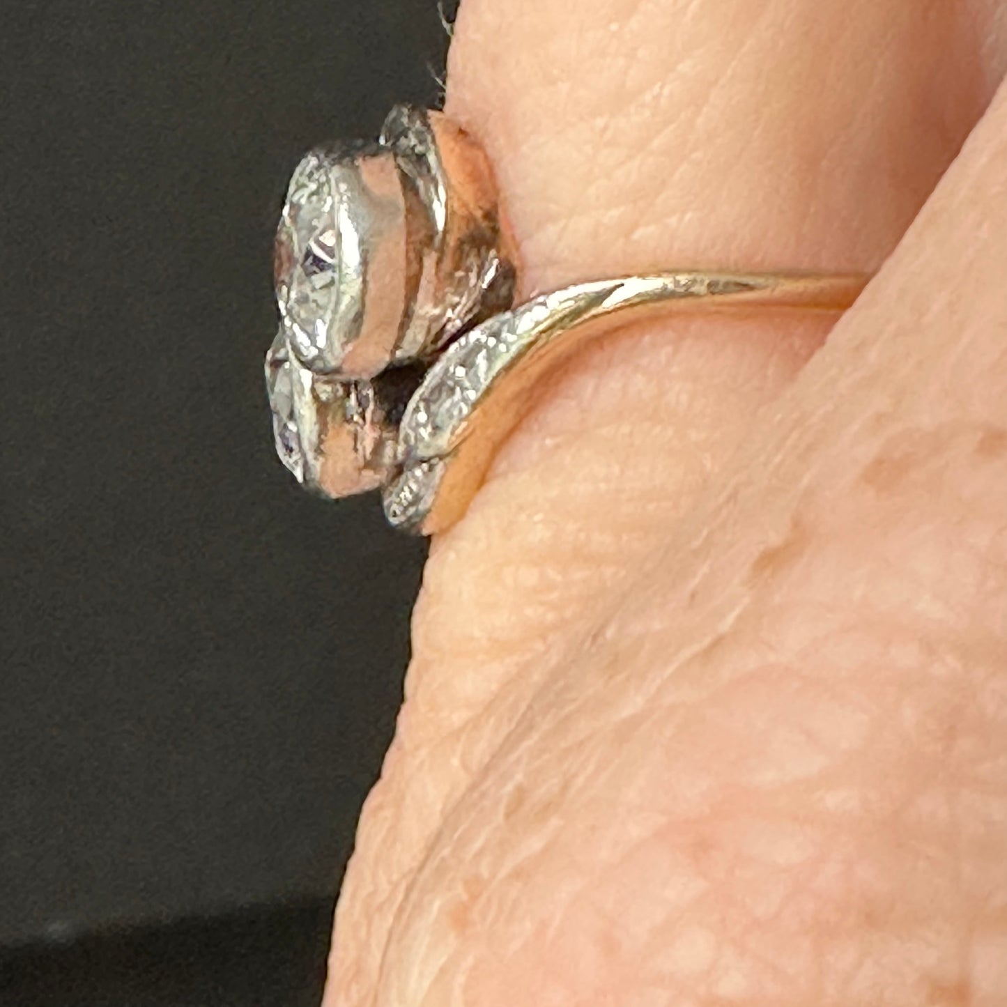 Edwardian “Toi et Moi” Diamond Ring — Platinum over Gold, c. 1910 — Size 7.5