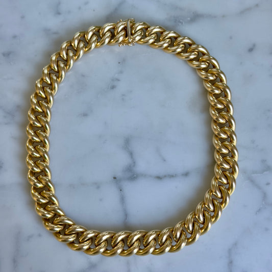 Vintage  14k Gold Cuban curb Link Necklace 80G