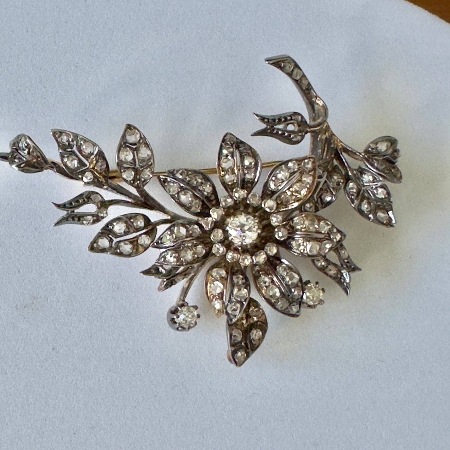 Victorian Diamond Flower Brooch Pendant 2.25-2.8 cttw