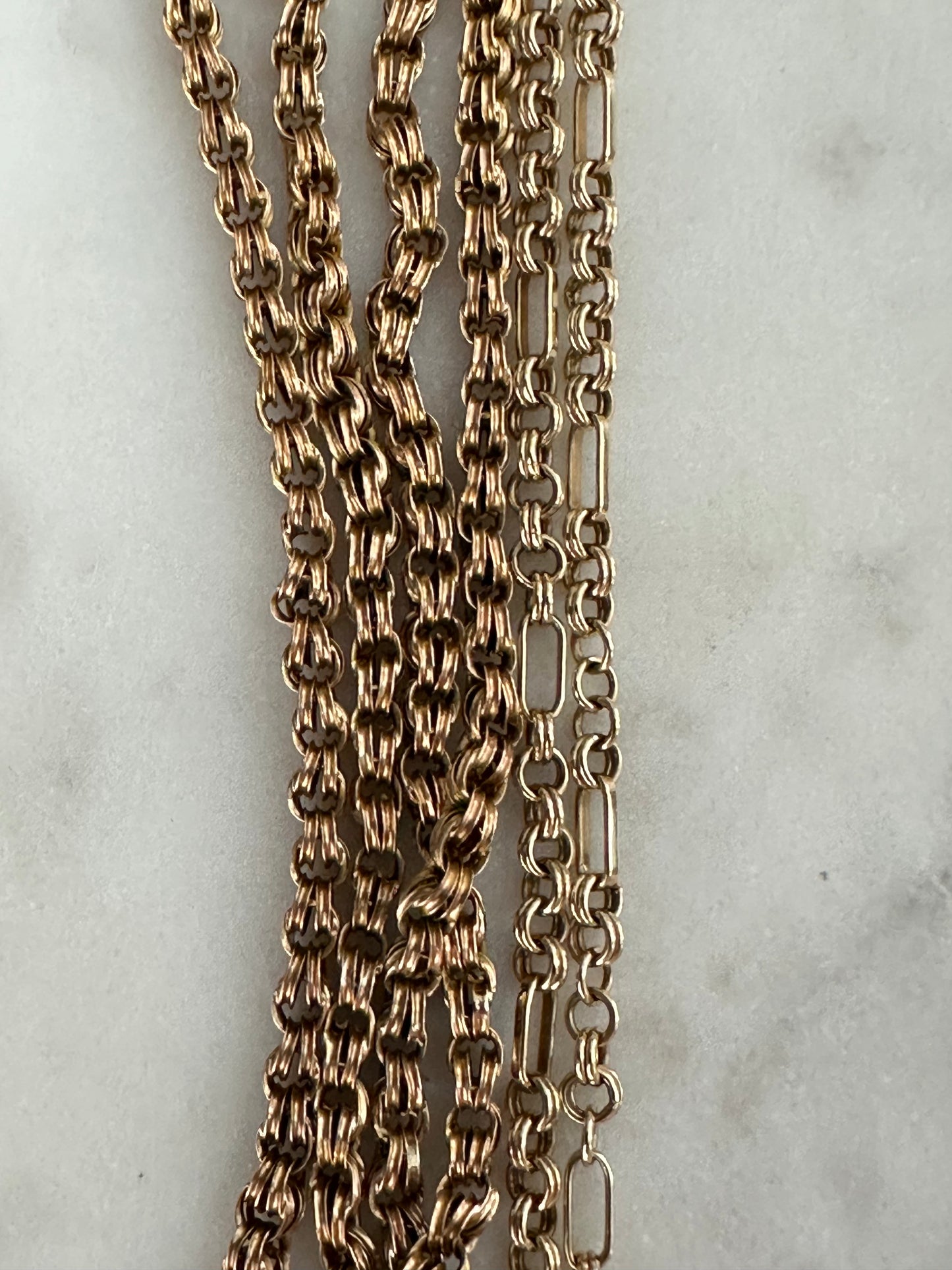 Victorian 14K Gold kings link Byzantine Chain Necklace – 19.5 Inches, 10.8g