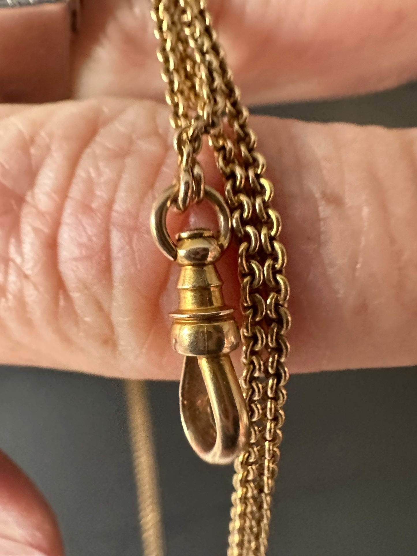 Victorian guard /watch chain 14k baby curblink with swivel dog clip 15.7g