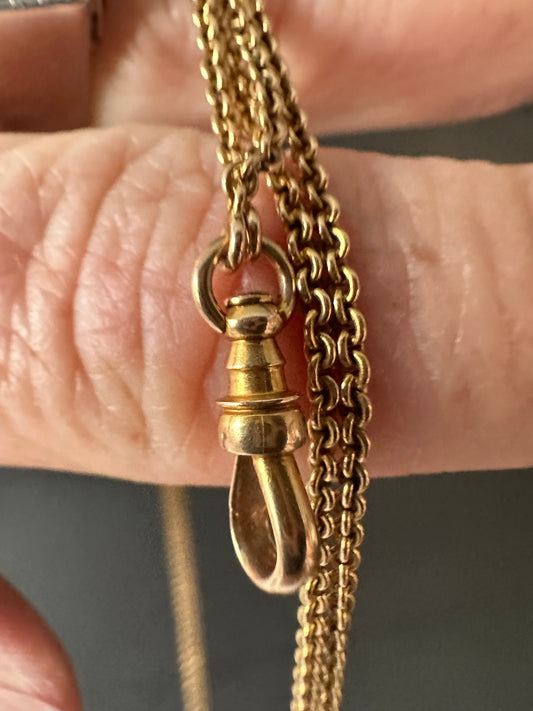 Victorian guard /watch chain 14k baby curblink with swivel dog clip 15.7g