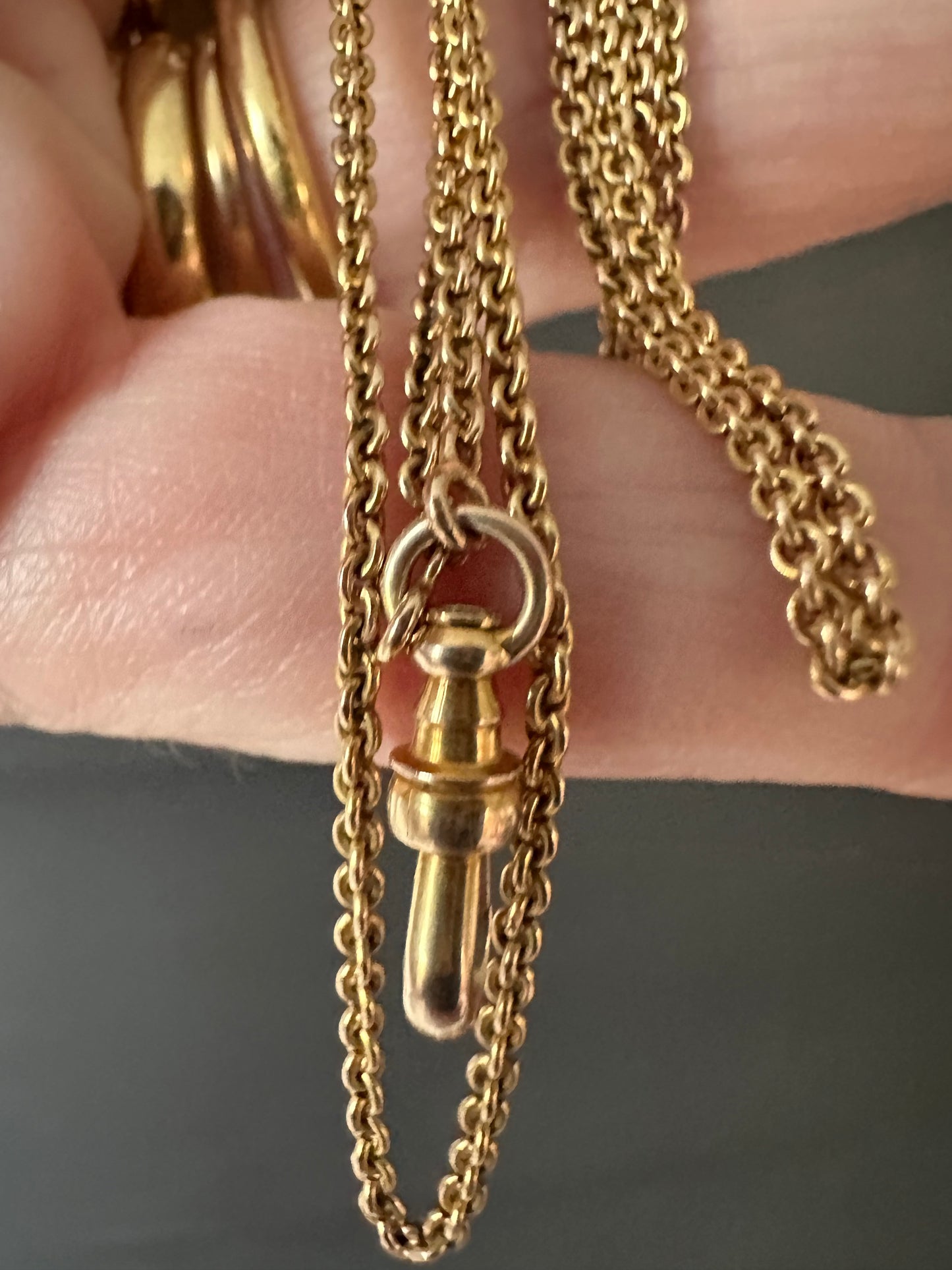 Victorian guard /watch chain 14k baby curblink with swivel dog clip 15.7g