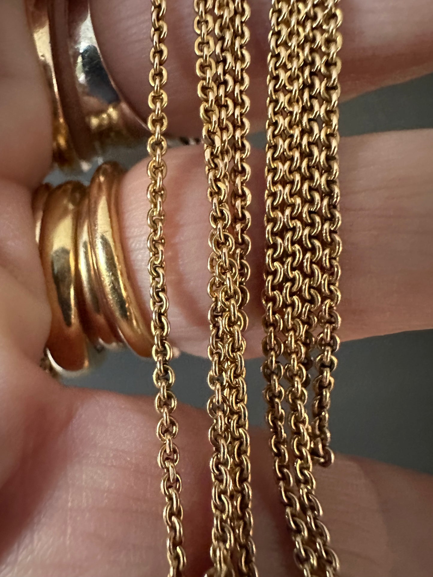 Victorian guard /watch chain 14k baby curblink with swivel dog clip 15.7g