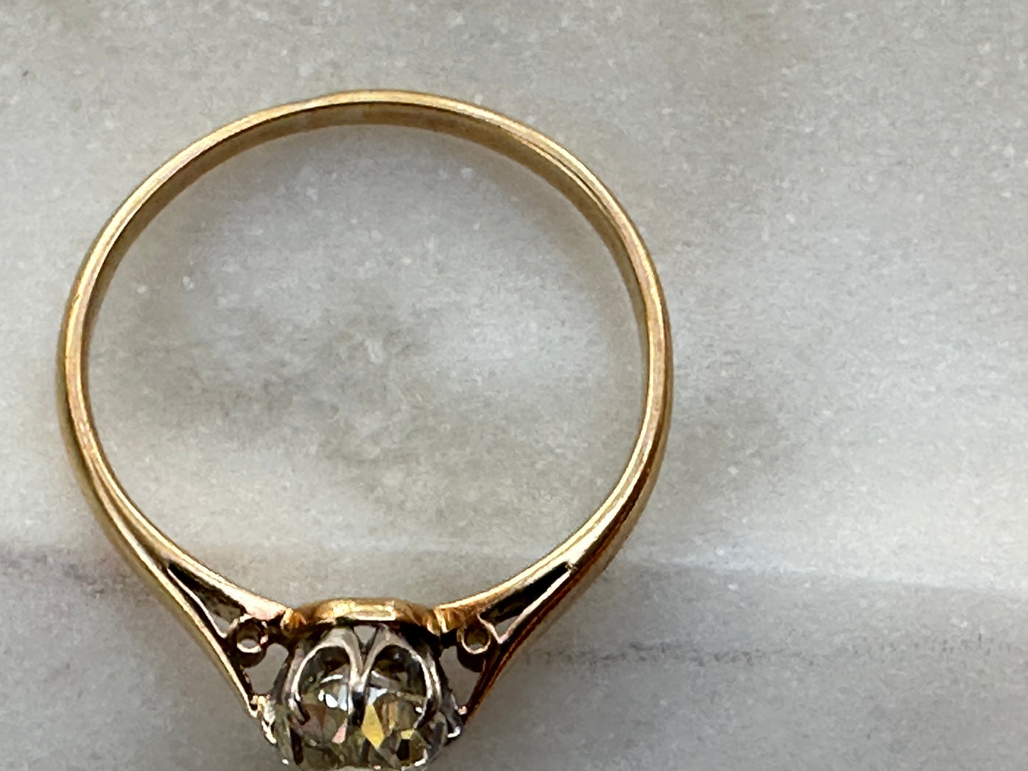 Antique 17k Old Cushion Cut Diamond ring