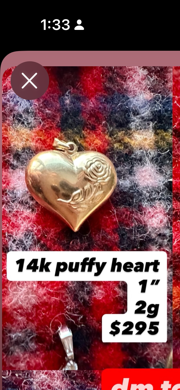 Vintage 14k puffy heart pendant