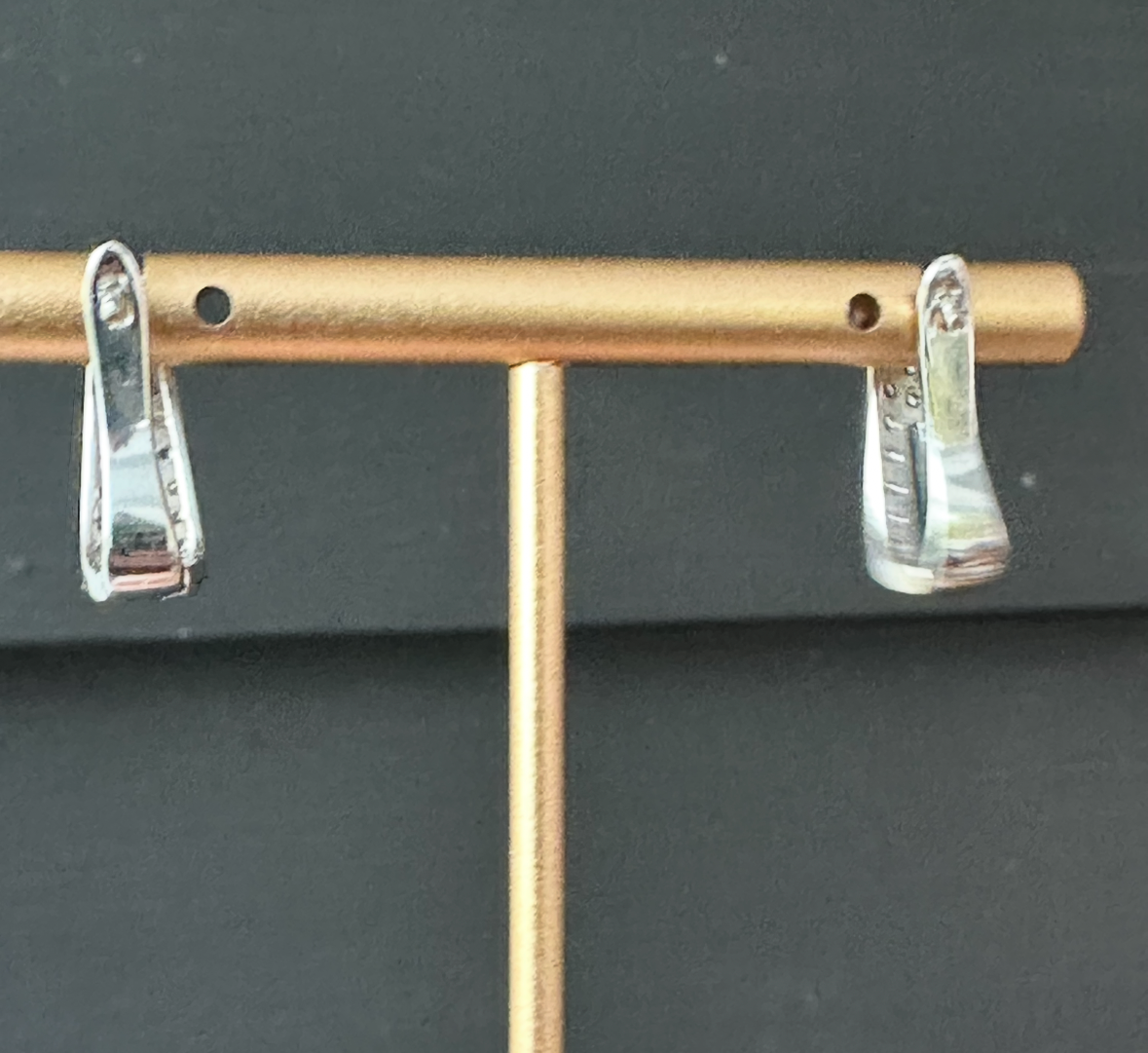 Vintage 14k white gold elongated diamond huggie hoops