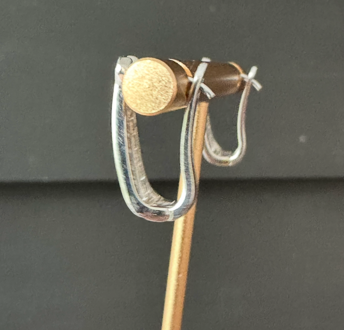 Vintage 14k white gold elongated diamond huggie hoops