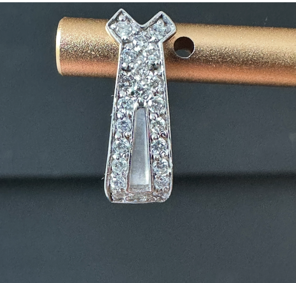 Vintage 14k white gold elongated diamond huggie hoops