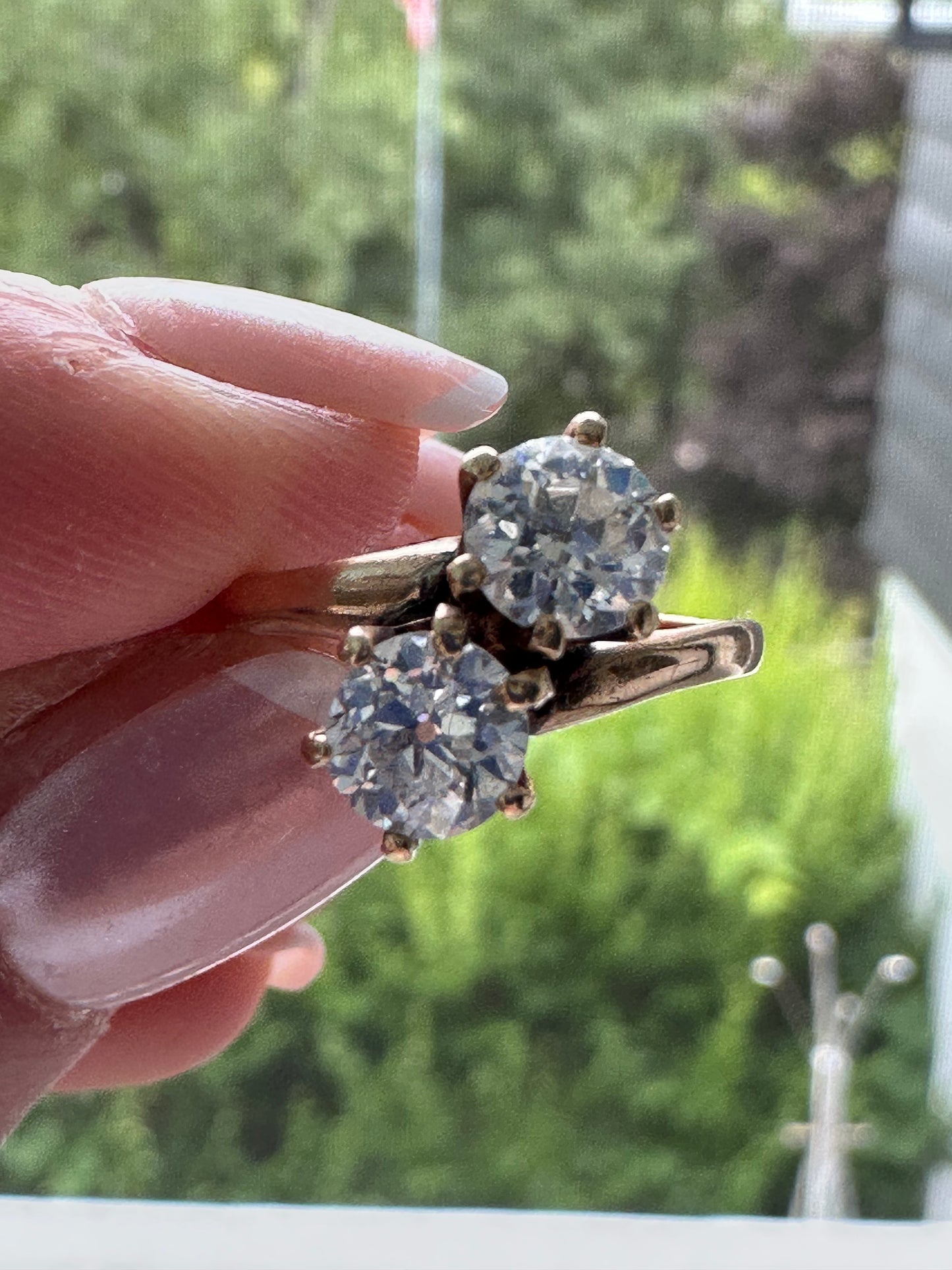 Edwardian  14k Toi Et Moi  Old European Cut Diamonds  ( 1.3-1.5 cttw) Ring