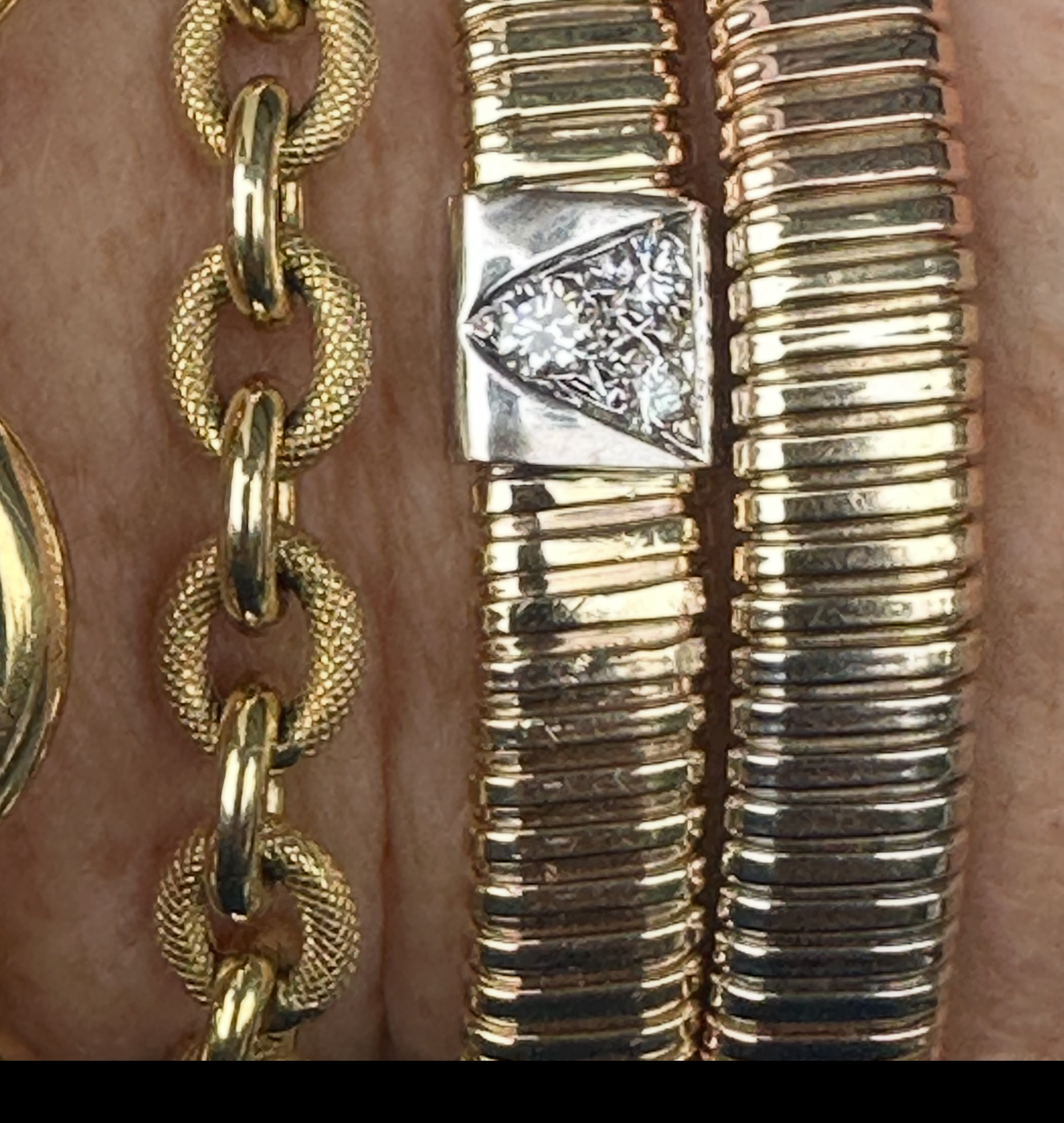 Vintage 14K Tubogas bracelet  with Diamond Accents – 7”