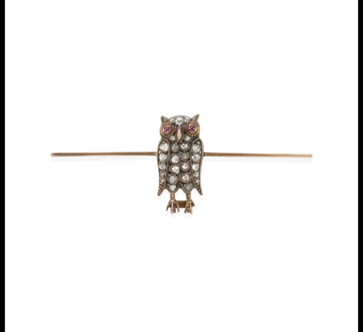 ANTIQUE OWL DIAMOND BROOCH