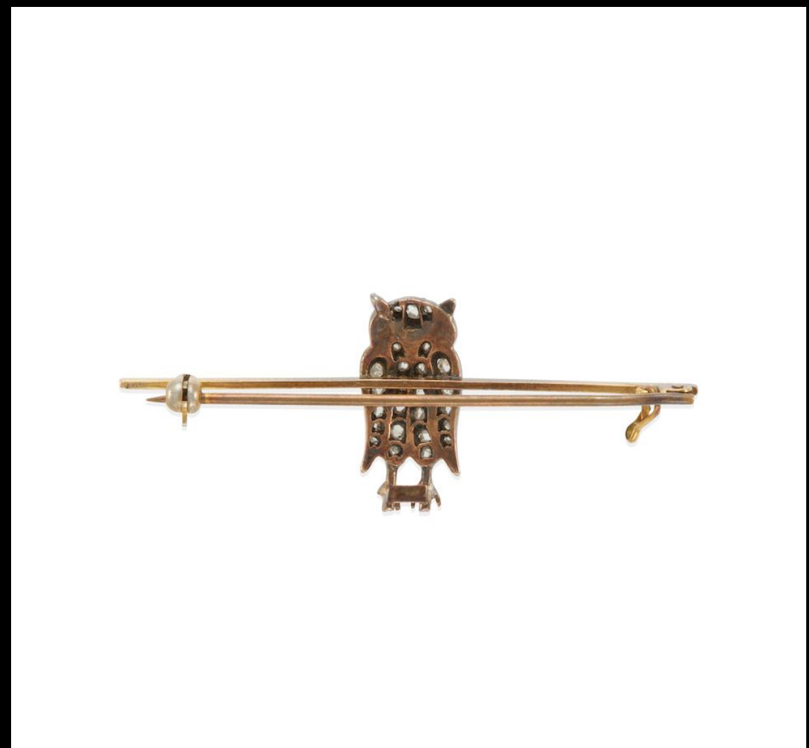 ANTIQUE OWL DIAMOND BROOCH