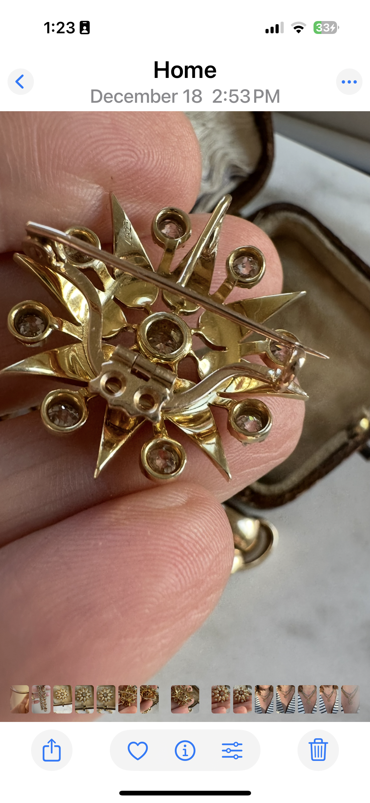 Antique Victorian Starburst Pendant Brooch | 15ct Gold with Natural Seed Pearls & Old Mine-Cut Diamonds | (2.5 cttw) with goose neck bale. Convertible Brooch & Pendant Circa 1880s
