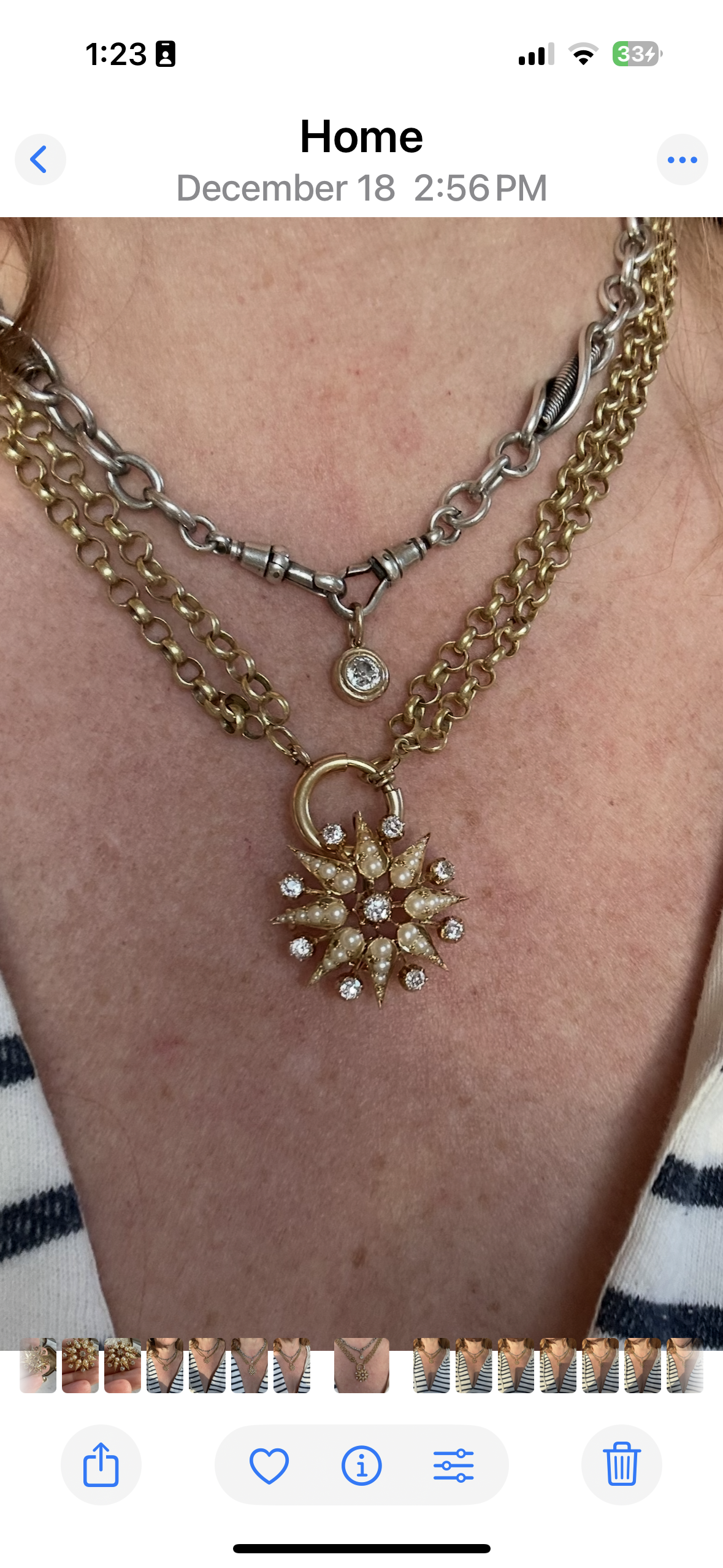 Antique Victorian Starburst Pendant Brooch | 15ct Gold with Natural Seed Pearls & Old Mine-Cut Diamonds | (2.5 cttw) with goose neck bale. Convertible Brooch & Pendant Circa 1880s