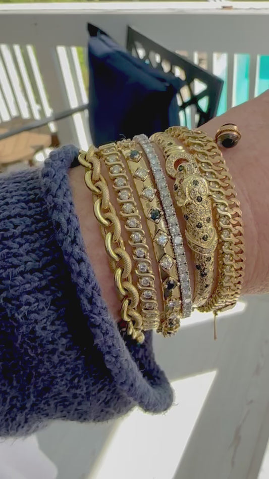 Vintage art deco style  14k  Diamond Sapphire Bracelet
