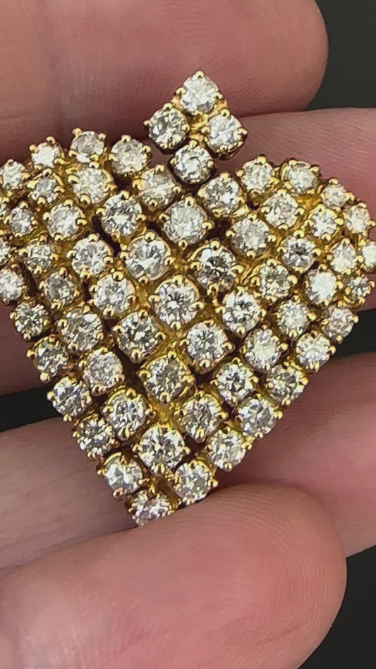 Vintage 18k diamond heart pendant with 3.95 cttw diamonds