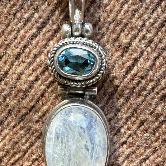 Moonstone ,  aquamarine in a sterling silver necklace