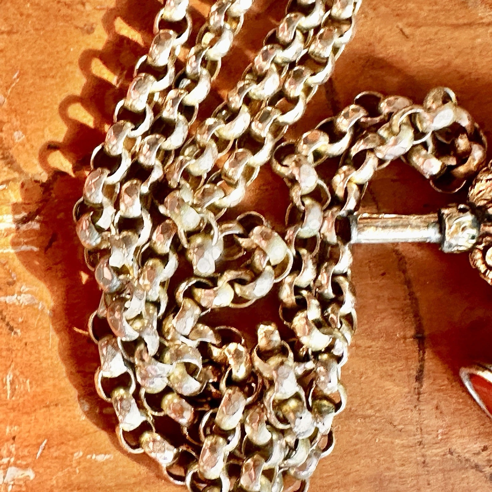 Gold Antique Belcher Chain And Carneilan, Bloodstone Watch Fobs 30” 47g