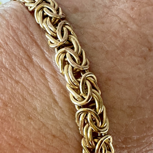 Vermeil  Gold Byzantine 8 Inch  bracelet