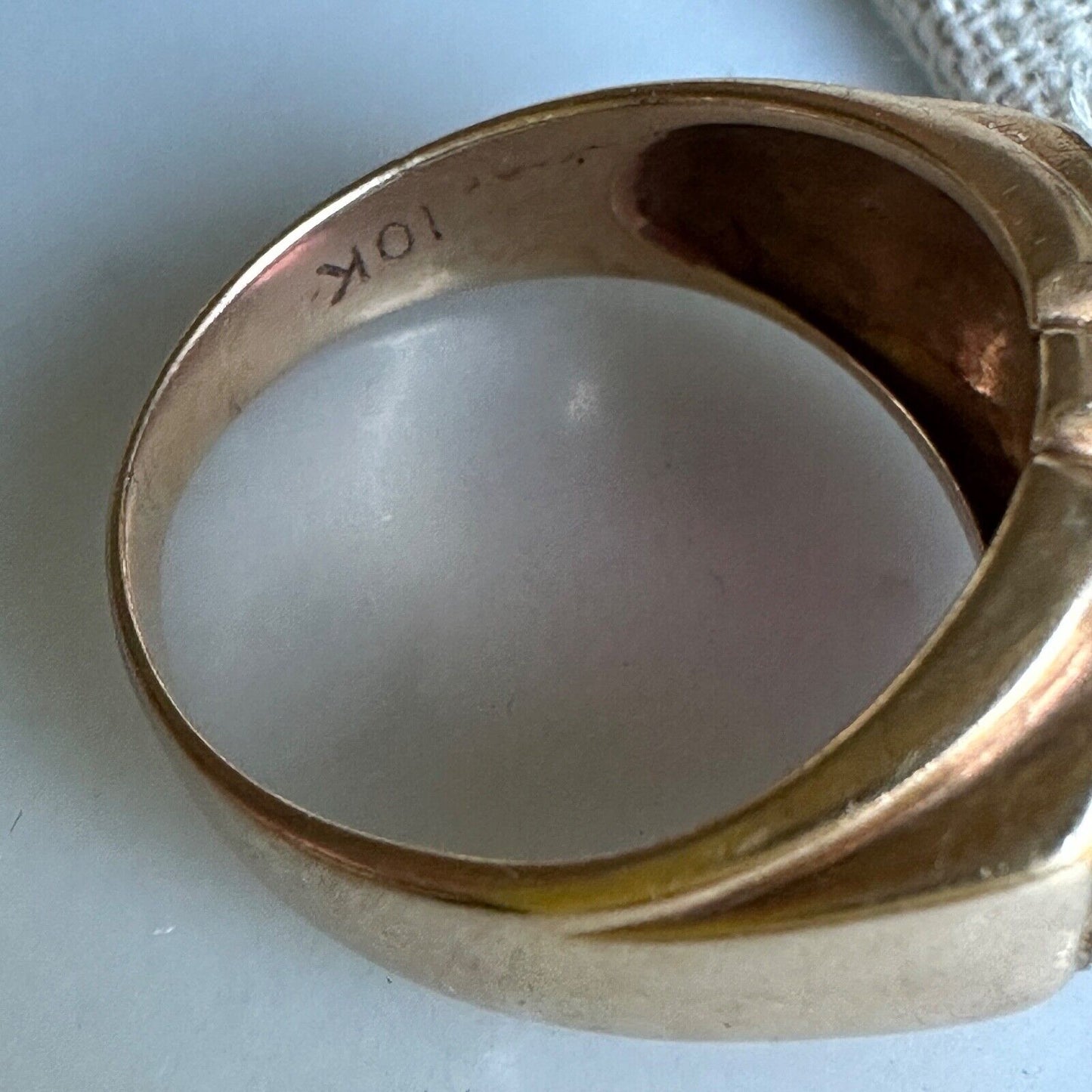 Art Deco 10k Gold Diamond and Lab Ruby
