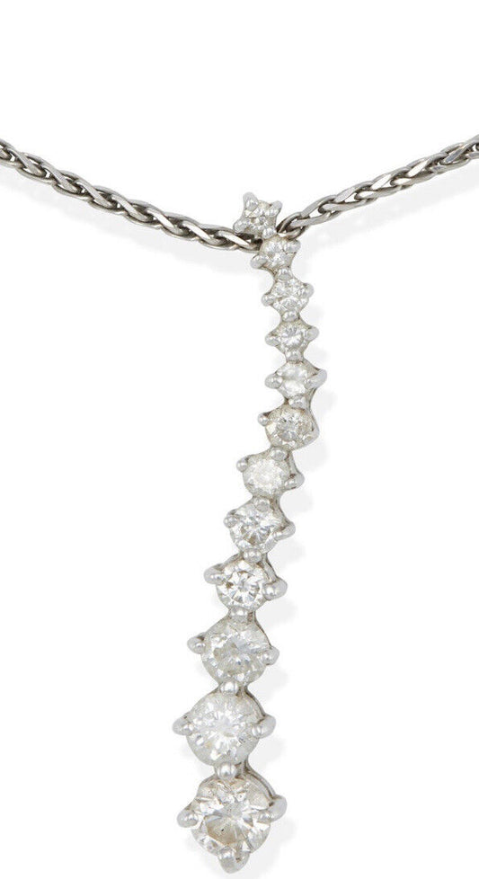 MODERN 1.7ct Diamond Waterfall Necklace- 14k White Gold