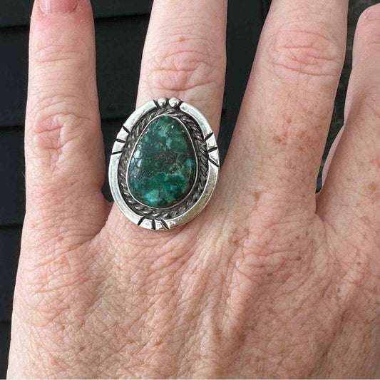 Vintage turquoise sterling silver Navajo ring size 6