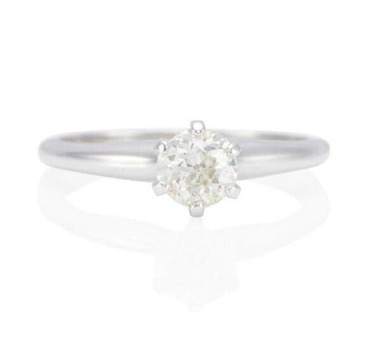 18k Old  European Cut Diamond Solitaire Ring - .63 ct