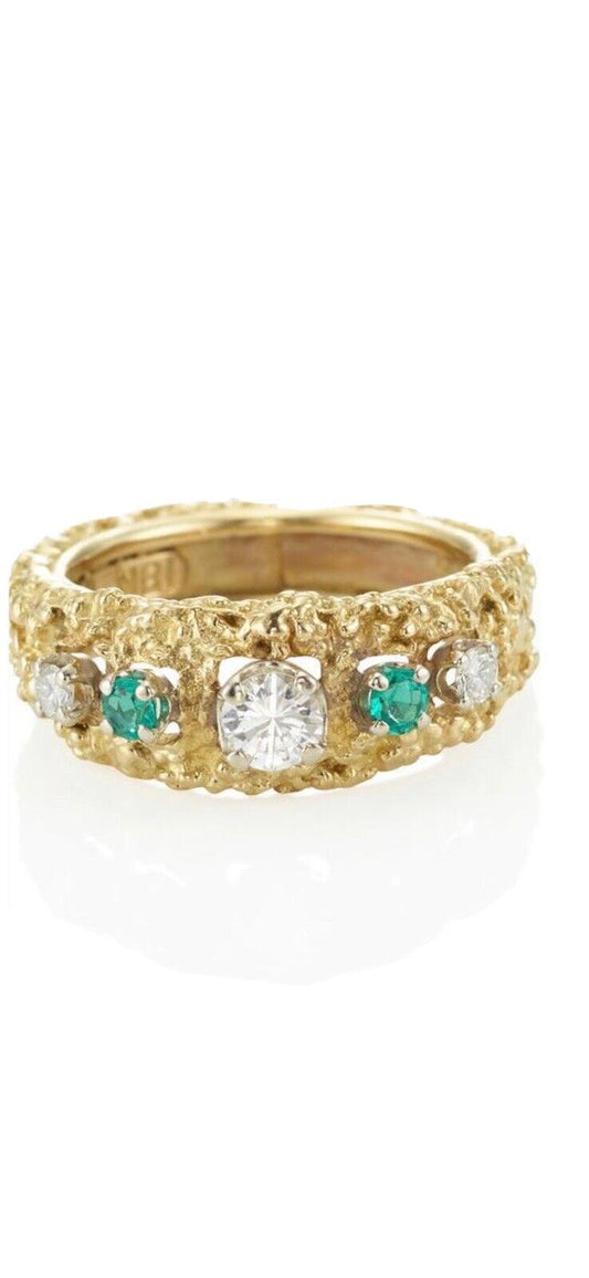 Hammerman Brothers 18k Gold Diamond & Emerald Ring