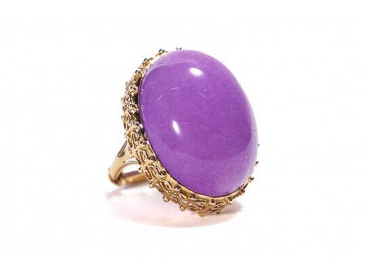 14K GOLD TESTED AND PURPLE AVENTURINE COCKTAIL RING