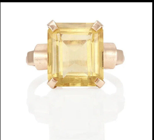 14k rose gold 8 ct citrine ring preowned Size 9